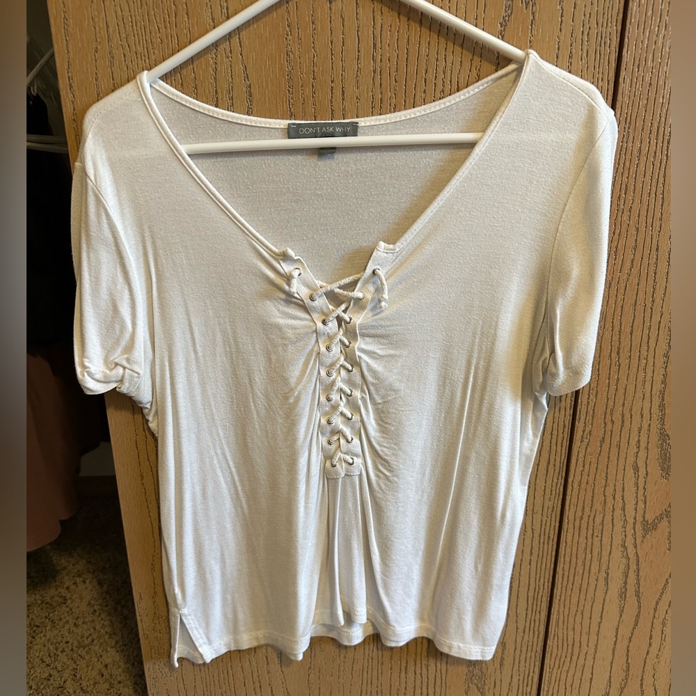 White lace up blouse